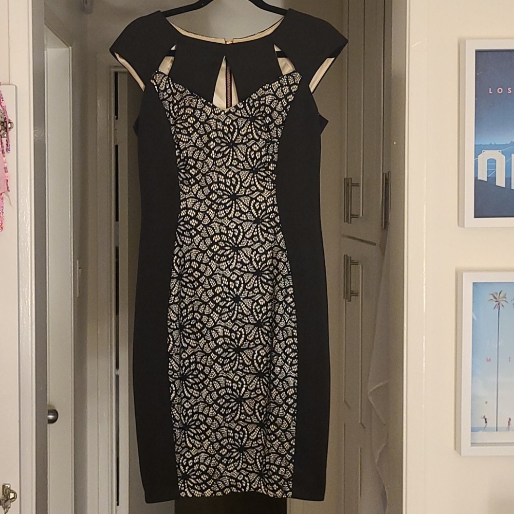 JAX black and nude midi dress 10